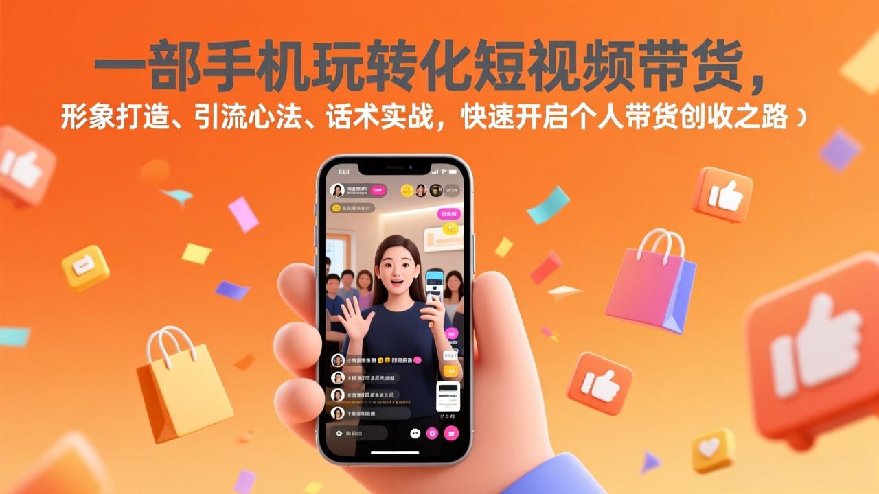 一部手机玩转化短视频带货，形象打造、引流心法、话术实战，快速开启个人带货创收之路-紫橙资源网