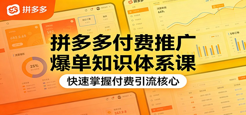 拼多多付费推广爆单知识体系课，快速掌握付费引流核心-紫橙资源网