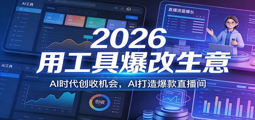 2026用工具爆改生意,AI时代创收机会,AI打造爆款直播间-紫橙资源网