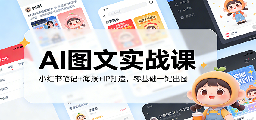 AI图文实战课:小红书笔记+海报+IP打造,零基础一键出图-紫橙资源网