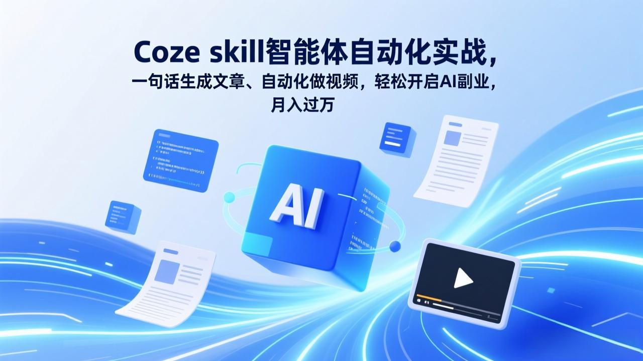 Coze skill智能体自动化实战,一句话生成文章、自动化做视频,轻松开启AI副业,月入过万-紫橙资源网