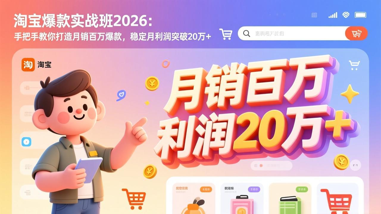淘宝爆款实战班-2026年2月更新:手把手教你打造月销百万爆款,稳定月利润突破20万+-紫橙资源网