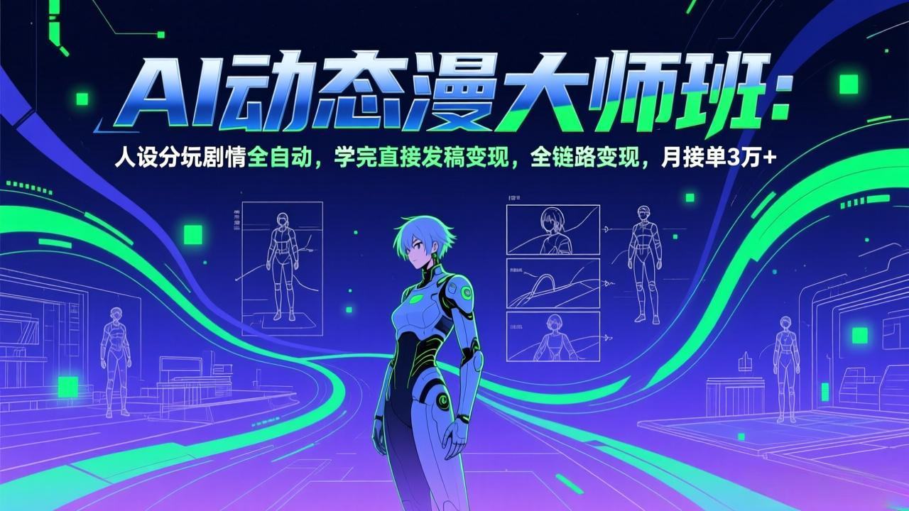 AI动态漫剧大师班:人设分镜剧情全自动,学完直接发稿变现,全链路变现,月接单3万+-紫橙资源网