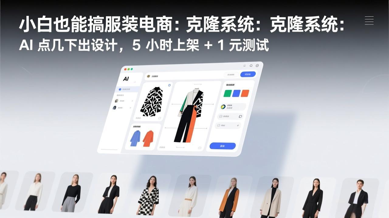 小白也能搞服装电商:克隆系统:AI 点几下出设计,5 小时上架 + 1 元测试-紫橙资源网