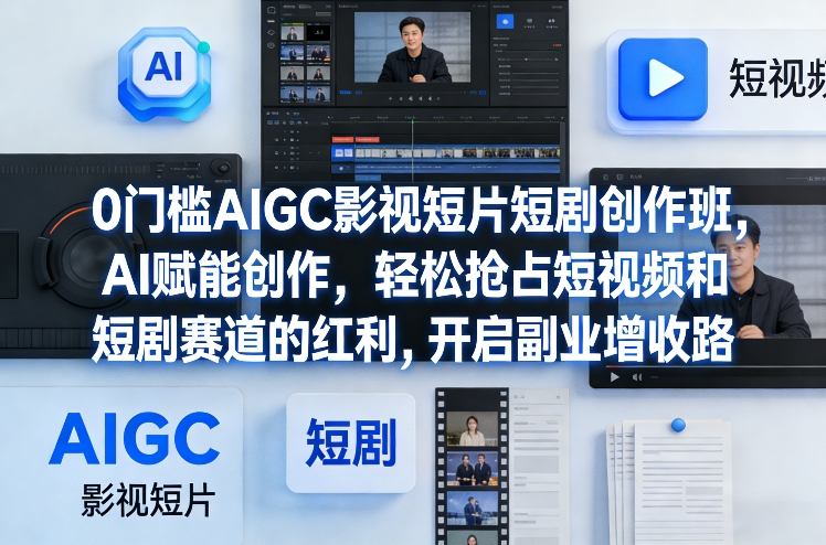 0门槛AIGC影视短片短剧创作班,AI赋能创作,轻松抢占短视频和短剧赛道的红利,开启副业增收路-紫橙资源网