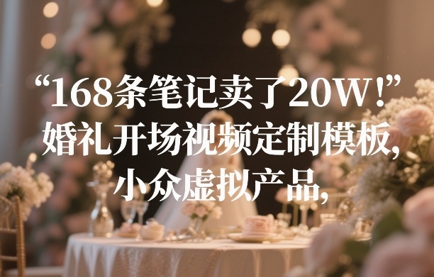 168条笔记卖了20W!婚礼开场视频定制模板,小众虚拟产品-紫橙资源网
