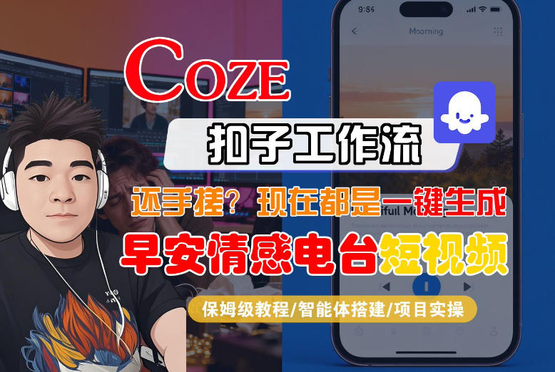 【Coze工作流搭建实操教程】【coze】早安情感电台日签视频还在手动做？用扣子工作流自动生成，省时90%-紫橙资源网