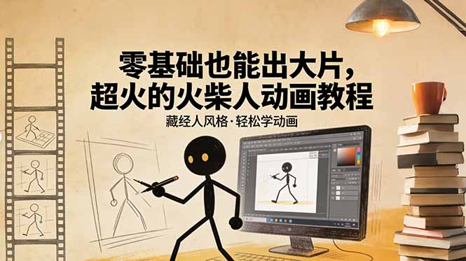 零基础也能出大片，超火的火柴人动画教程（藏经人风格）-紫橙资源网