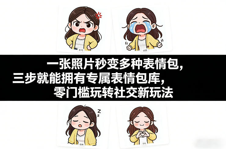 一张照片秒变多种表情包,三步就能拥有专属表情包库,零门槛玩转社交新玩法【文档】-紫橙资源网