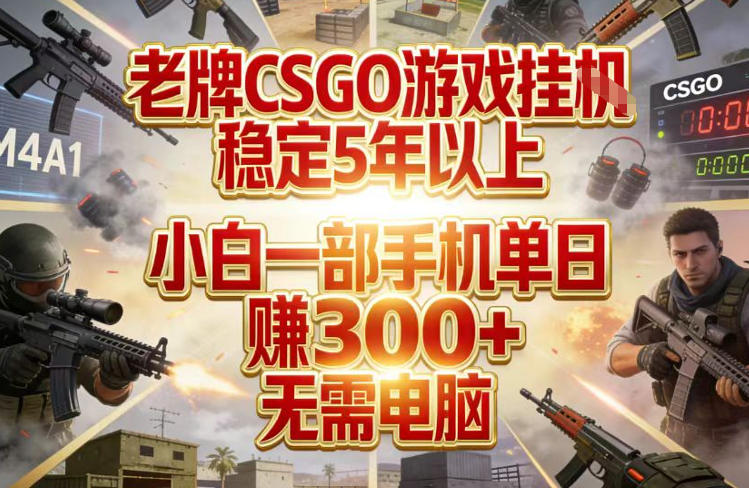 老牌CSGO游戏挂G,稳定5年以上,小白一部手机单日賺3张+,无需电脑-紫橙资源网