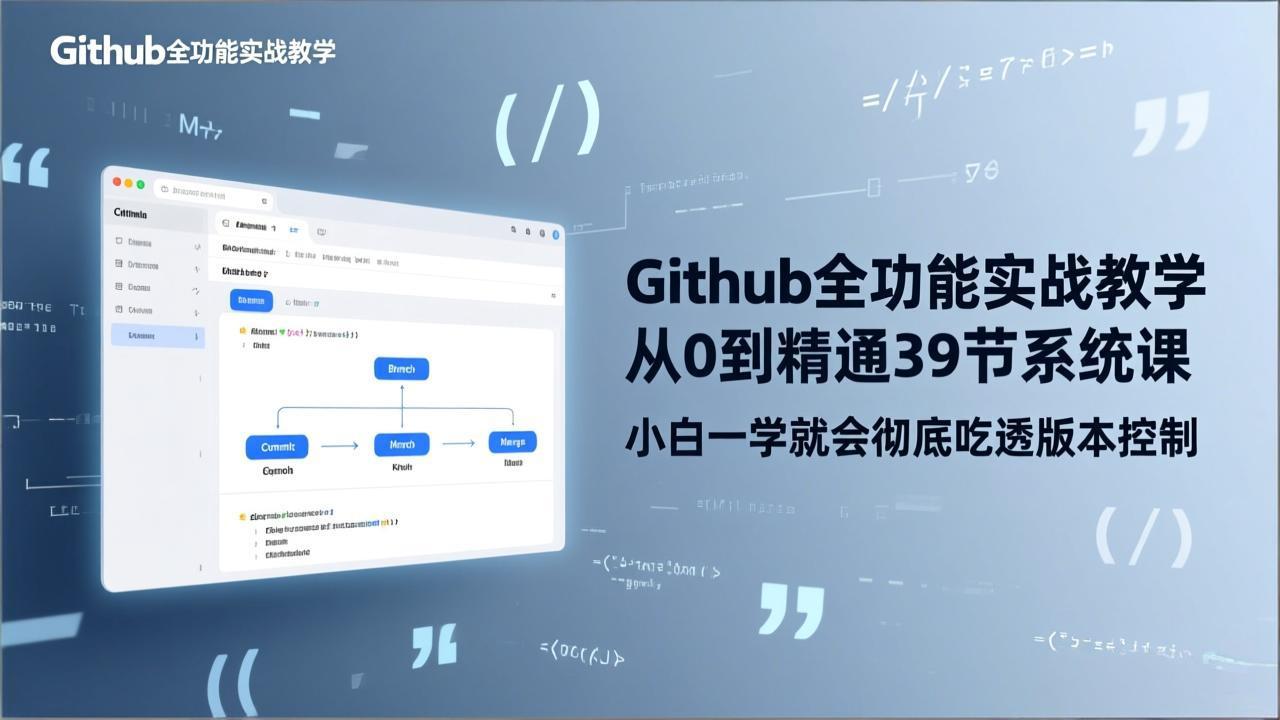 GitHub-全功能实战教学,从0到精通39节系统课,小白一学就会彻底吃透版本控制-紫橙资源网