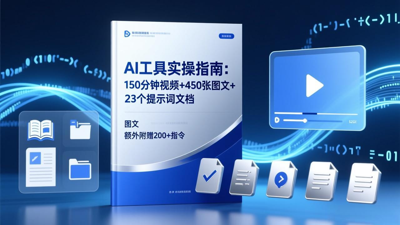AI工具实操指南:150分钟视频+450张图文+23个提示词文档,额外附赠200+指令-紫橙资源网