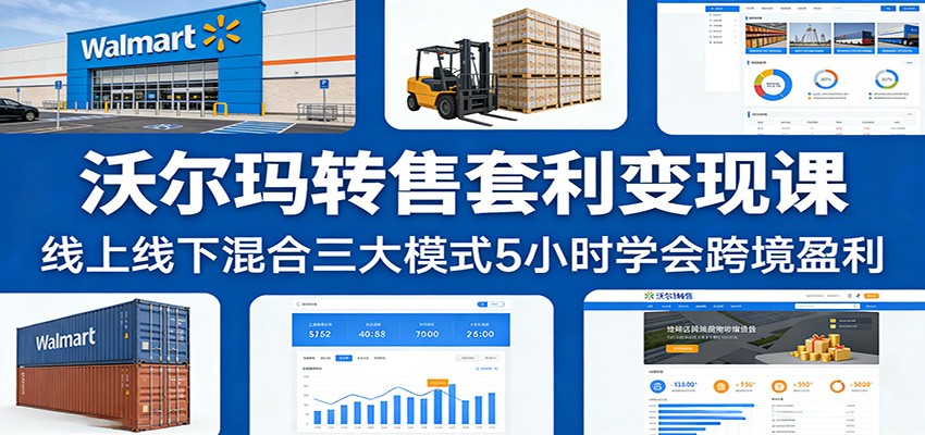 沃尔玛转售套利变现课:线上线下混合三大模式5小时学会跨境盈利-紫橙资源网