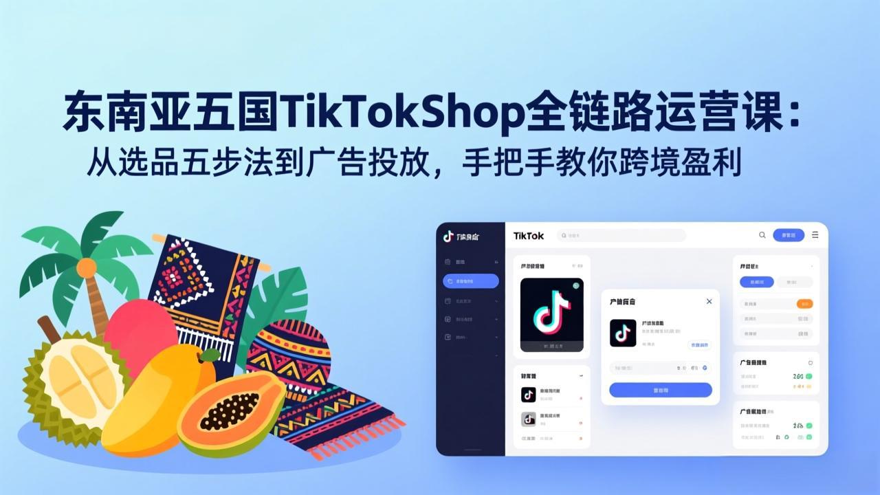 东南亚五国TikTok Shop全链路运营课:从选品五步法到广告投放,手把手教你跨境盈利-紫橙资源网