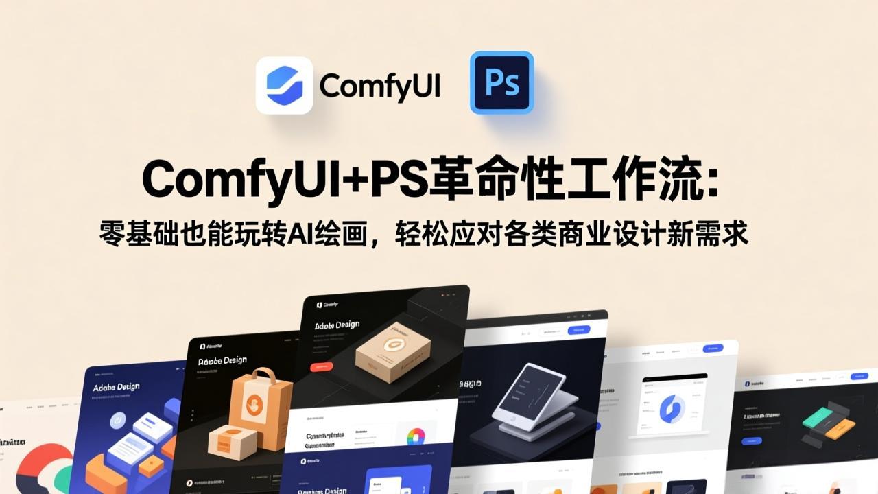 ComfyUI+PS革命性工作流:零基础也能玩转AI绘画,轻松应对各类商业设计新需求-紫橙资源网