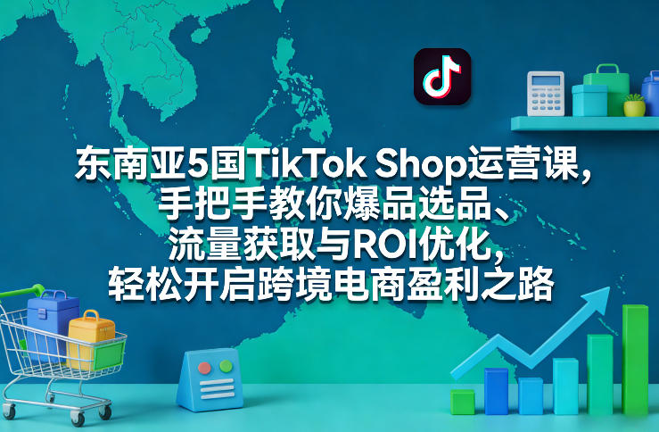东南亚5国TikTok Shop运营课,手把手教你爆品选品、流量获取与ROI优化,轻松开启跨境电商盈利之路-紫橙资源网