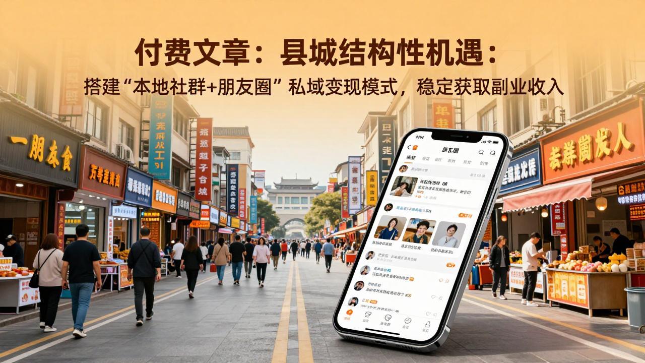 付费文章:县城结构性机遇:搭建“本地社群+朋友圈”私域变现模式,稳定获取副业收入-紫橙资源网