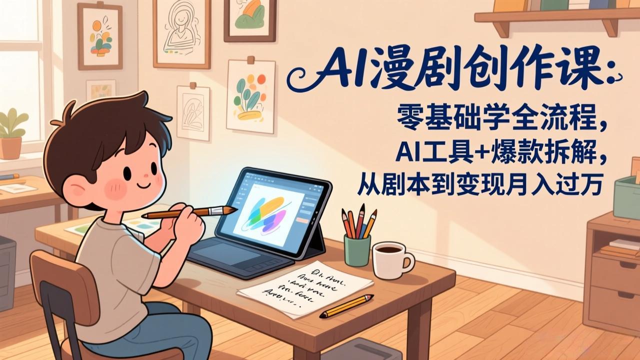AI漫剧创作课:零基础学全流程,AI工具+爆款拆解,从剧本到变现月入过万-紫橙资源网
