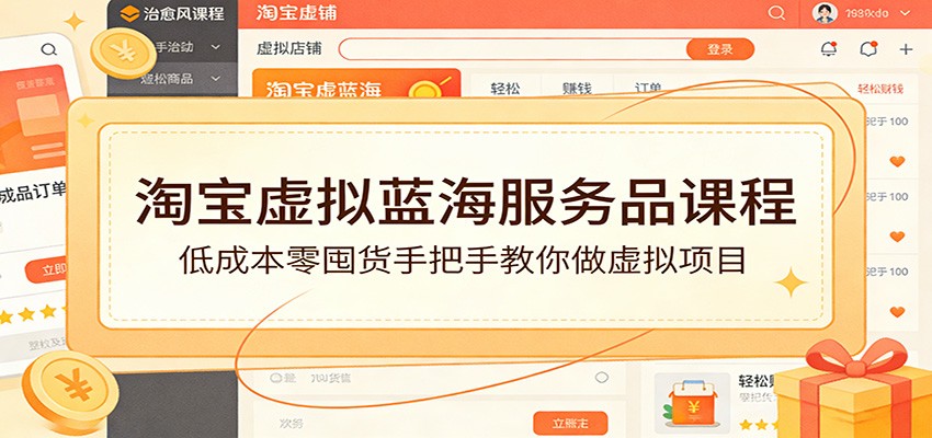 淘宝虚拟蓝海服务品课程:低成本零囤货手把手教你做虚拟项目-紫橙资源网