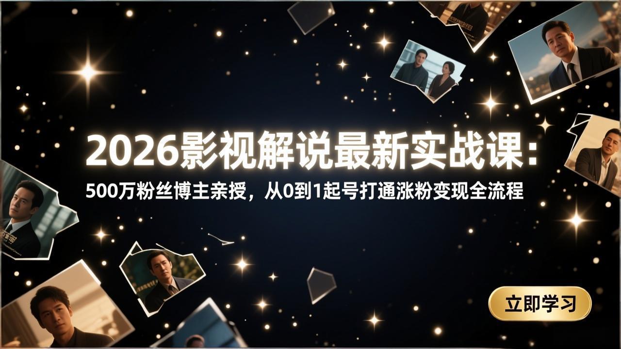 2026影视解说最新实战课:500万粉丝博主亲授,从0到1起号打通涨粉变现全流程-紫橙资源网