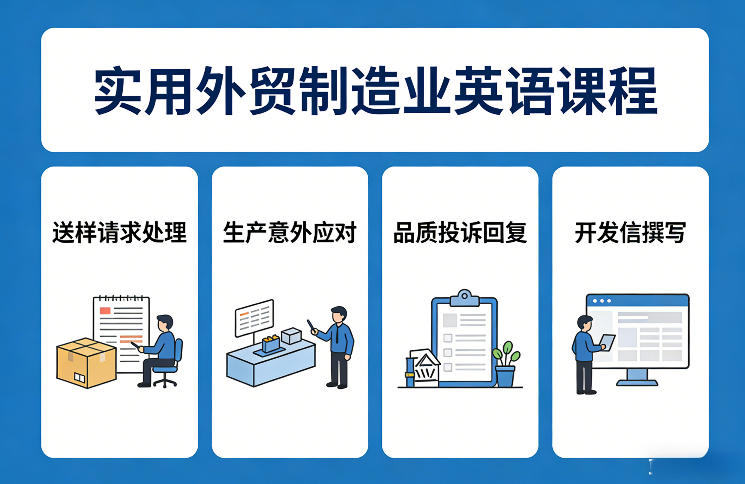 实用外贸制造业英语课程，教你专业处理送样请求、应对生产意外、回复品质投诉、撰写开发信等-紫橙资源网