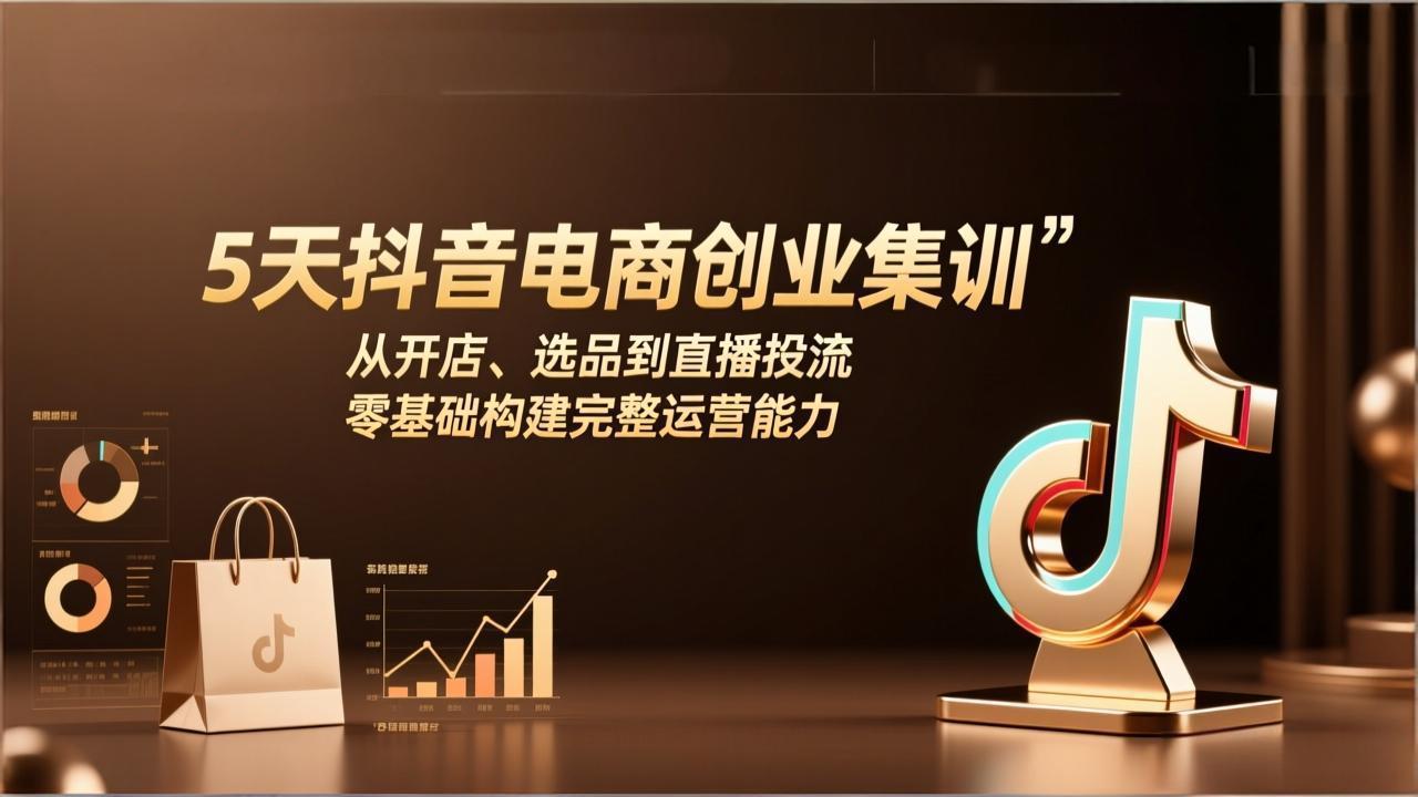 5天抖音电商创业集训：从开店、选品到直播投流，零基础构建完整运营能力-紫橙资源网