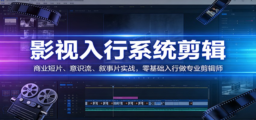 影视系统剪辑，商业短片、意识流、叙事片实战，零基础入行做专业剪辑师-紫橙资源网