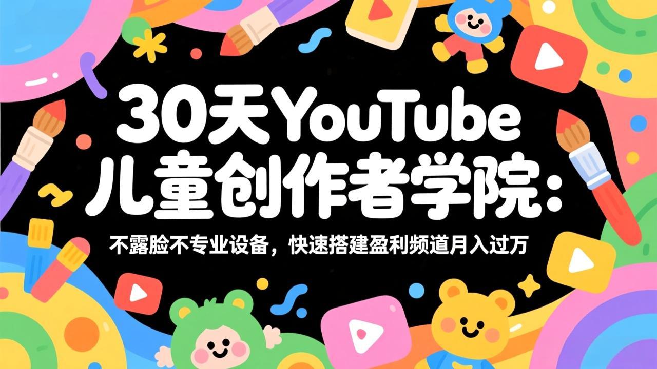 30天YouTube儿童创作者学院：不露脸不专业设备，快速搭建盈利频道月入过万-紫橙资源网