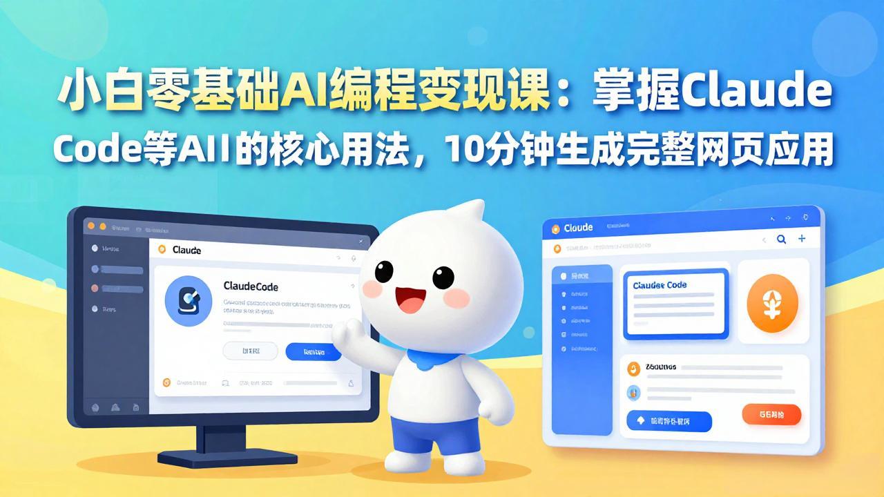 小白零基础AI编程变现课：掌握Claude Code等AI工具的核心用法，10分钟生成完整网页应用-紫橙资源网