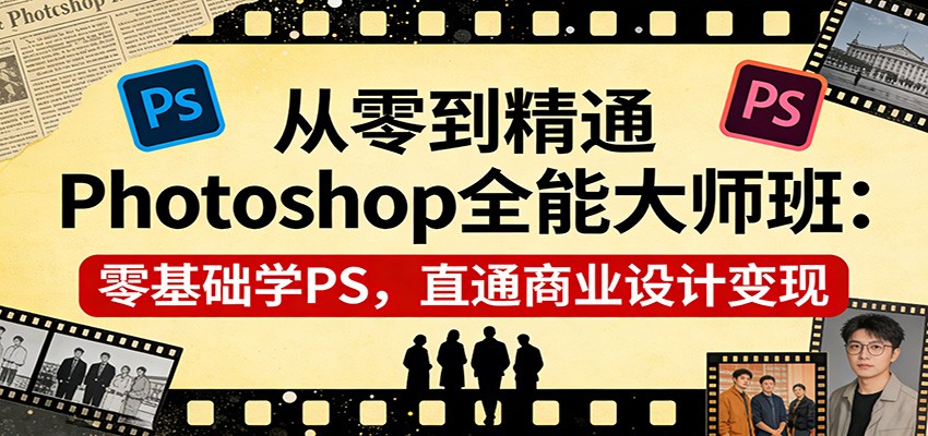 从零到精通Photoshop全能大师班：零基础学PS，直通商业设计变现-紫橙资源网