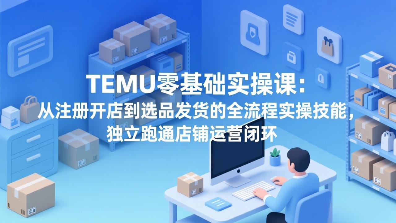 TEMU零基础实操课：从注册开店到选品发货的全流程实操技能，独立跑通店铺运营闭环-紫橙资源网
