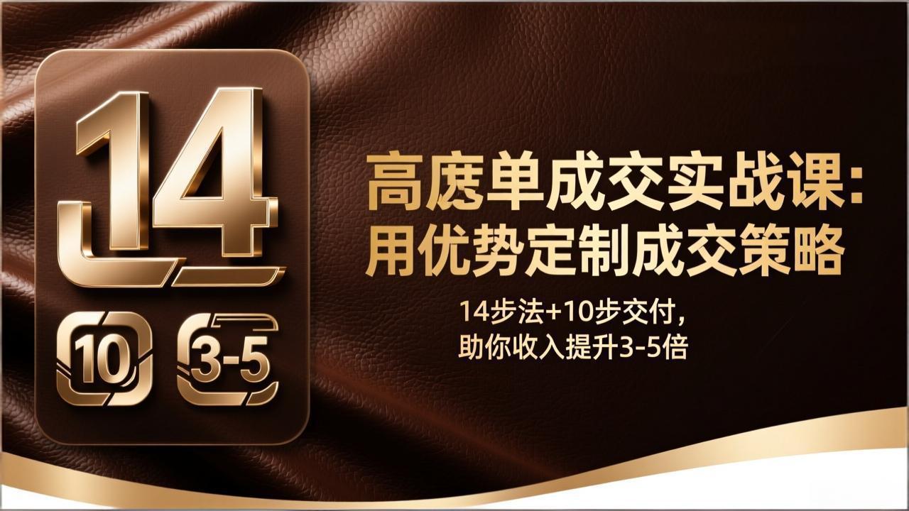 高客单成交实战课:用优势定制成交策略,14步法+10步交付,助你收入提升3-5倍-紫橙资源网