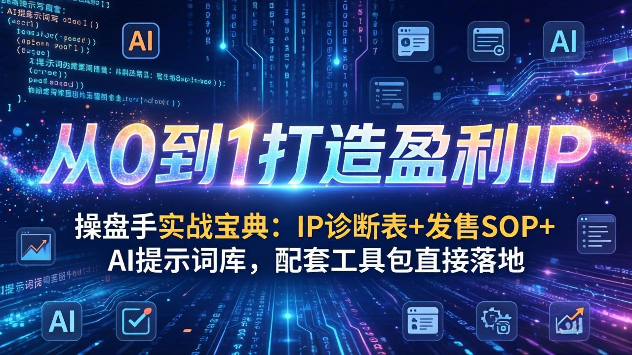 操盘手实战宝典：IP诊断表+发售SOP+AI提示词库，配套工具包直接落地，从0到1打造盈利IP-紫橙资源网