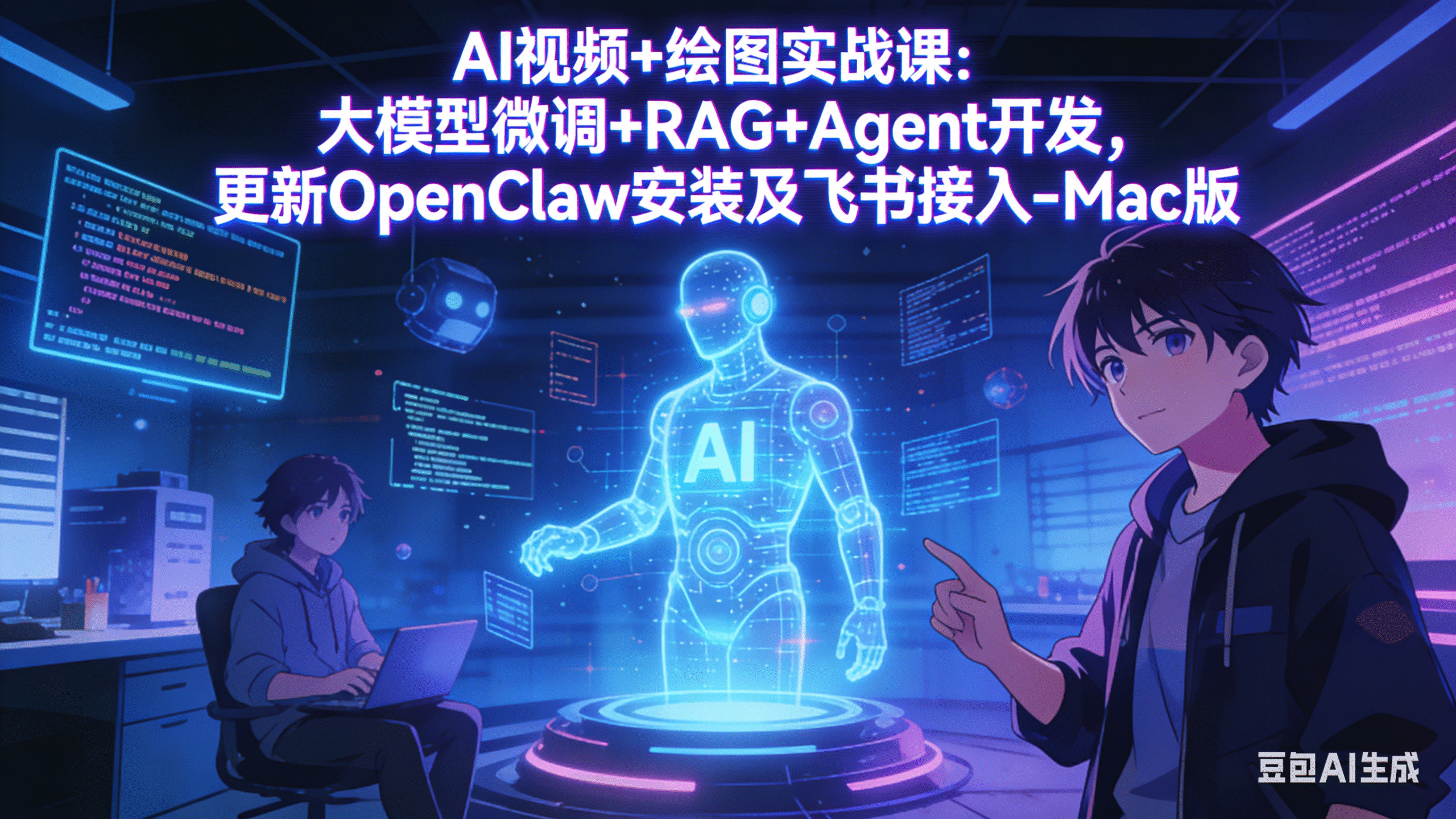 AI视频+绘图实战课：大模型微调+RAG+Agent开发，更新OpenClaw安装及飞书接入-Mac版-紫橙资源网