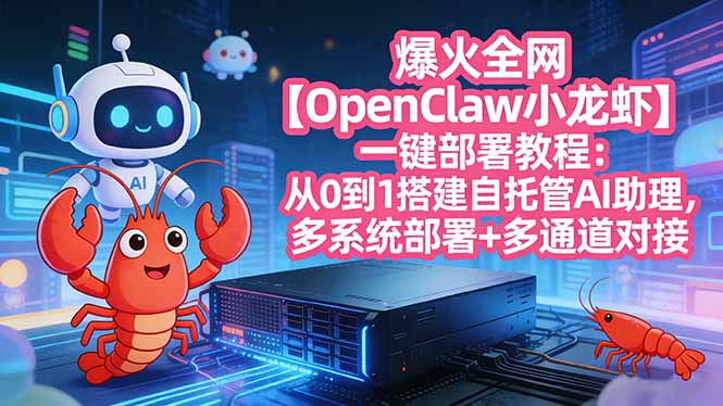 爆火全网【OpenClaw 小龙虾】一键部署教程：从0到1搭建自托管AI助理，多系统部署+多通道对接-紫橙资源网
