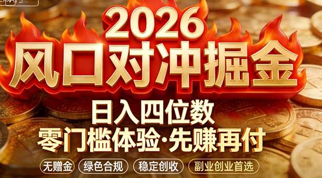 2026美金对冲套利，无赠金对冲策略保驾护航，低门槛易上手实操。单人单日收益2000+-紫橙资源网