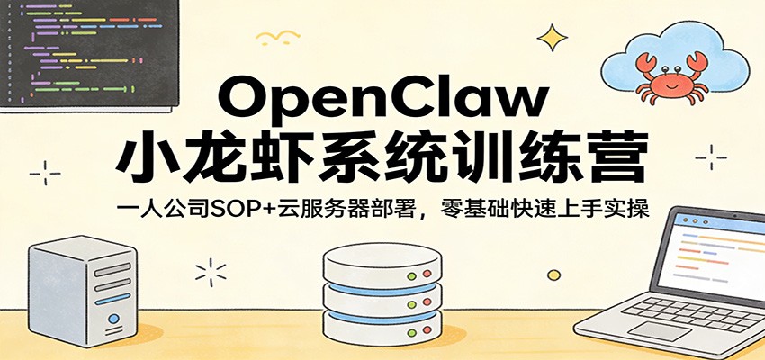 OpenClaw小龙虾系统训练营：一人公司SOP，云服务器部署，零基础快速上手实操-紫橙资源网