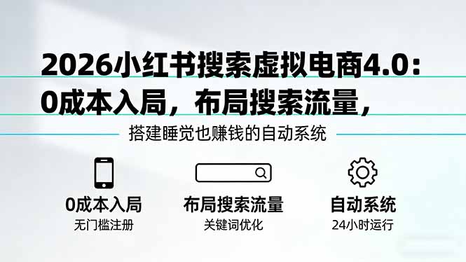 2026小红书搜索虚拟电商4.0:0成本入局,布局搜索流量,搭建睡觉也赚钱的自动系统-紫橙资源网
