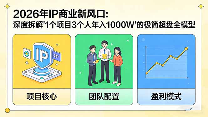 2026年IP商业新风口:深度拆解“1个项目3个人年入1000W”的极简超盘全模型-紫橙资源网