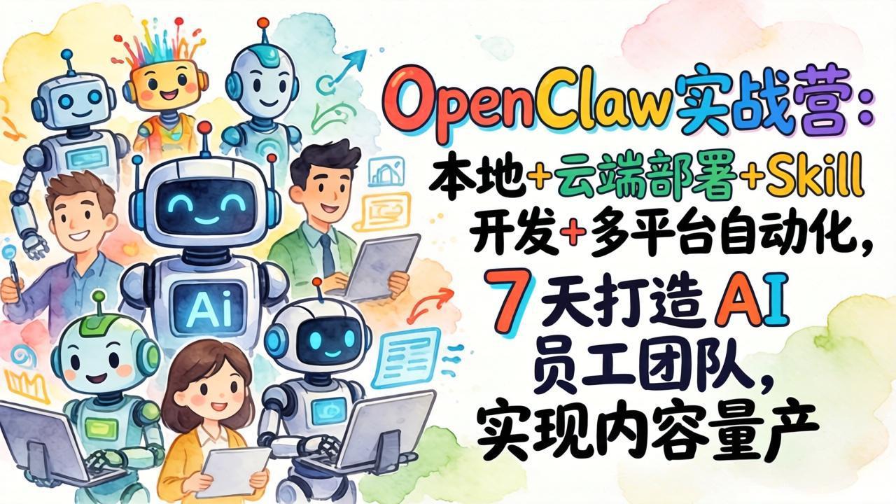 OpenClaw实战营-更新:本地+云端部署+Skill开发+多平台自动化,7天打造AI员工团队+实现内容量产-紫橙资源网