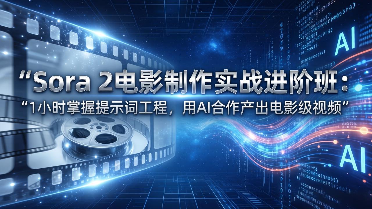 Sora 2电影制作实战进阶班:1小时掌握提示词工程,用AI合作产出电影级视频-紫橙资源网