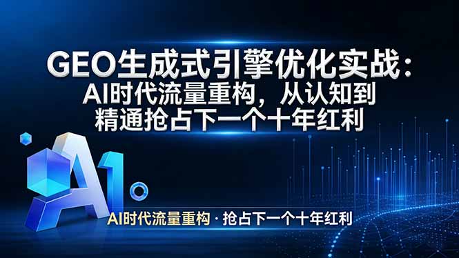 GEO 生成式引擎优化实战：AI时代流量重构，从认知到精通抢占下一个十年红利-紫橙资源网