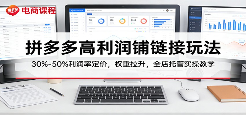 拼多多高利润铺链接玩法:30%–50%利润率定价,权重拉升,全店托管实操教学-紫橙资源网