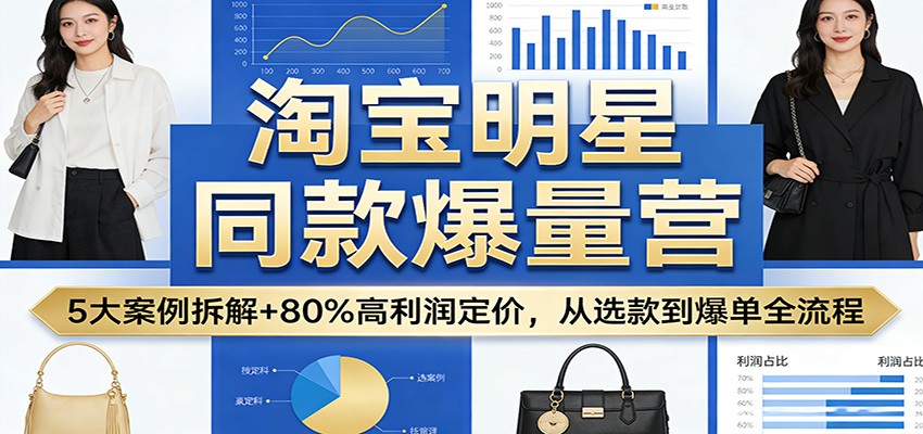 淘宝明星同款爆量营：5大案例拆解+80%高利润定价，从选款到爆单全流程-紫橙资源网
