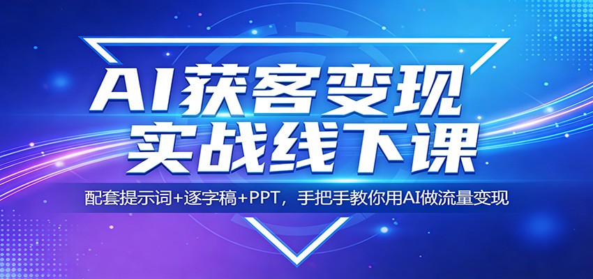 AI获客变现实战线下课:配套提示词+逐字稿+PPT,手把手教你用AI做流量变现-紫橙资源网