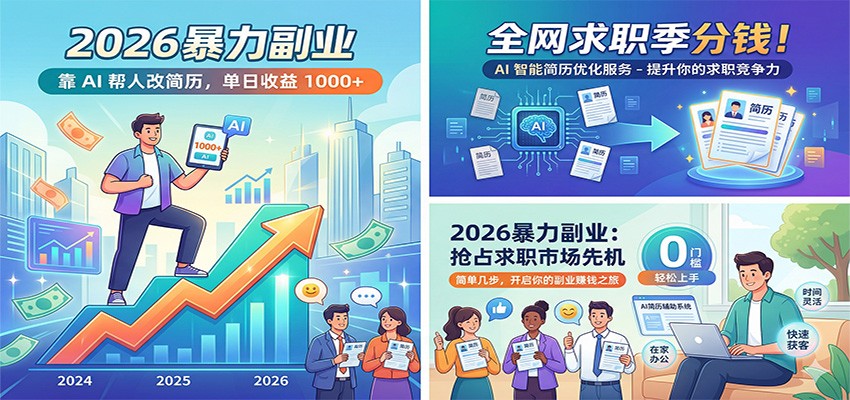 2026暴力副业:靠AI帮人改简历,单日收益1000+,全网求职季分钱-紫橙资源网