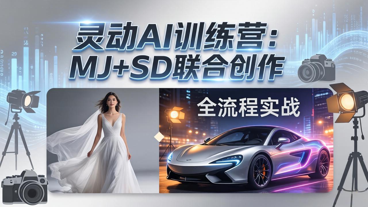 灵动AI训练营-3.0课程:MJ+SD联合创作,从婚纱大片到汽车广告,摄影后期全流程实战-紫橙资源网