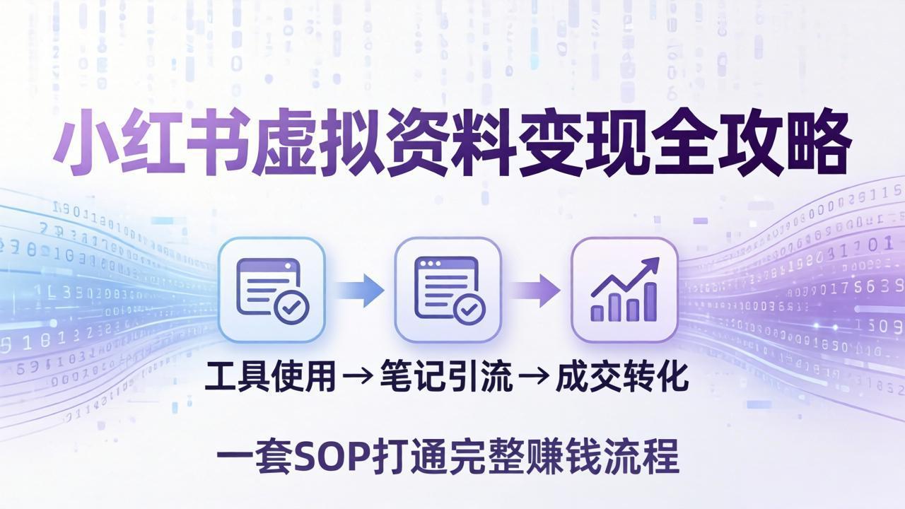 小红书虚拟资料变现全攻略:从工具使用到笔记引流成交,一套 SOP 打通完整赚钱流程-紫橙资源网