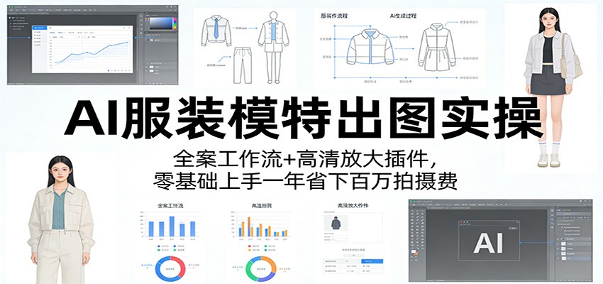 AI服装模特出图实操：全案工作流+ 高清放大插件，零基础上手一年省下百万拍摄费-紫橙资源网
