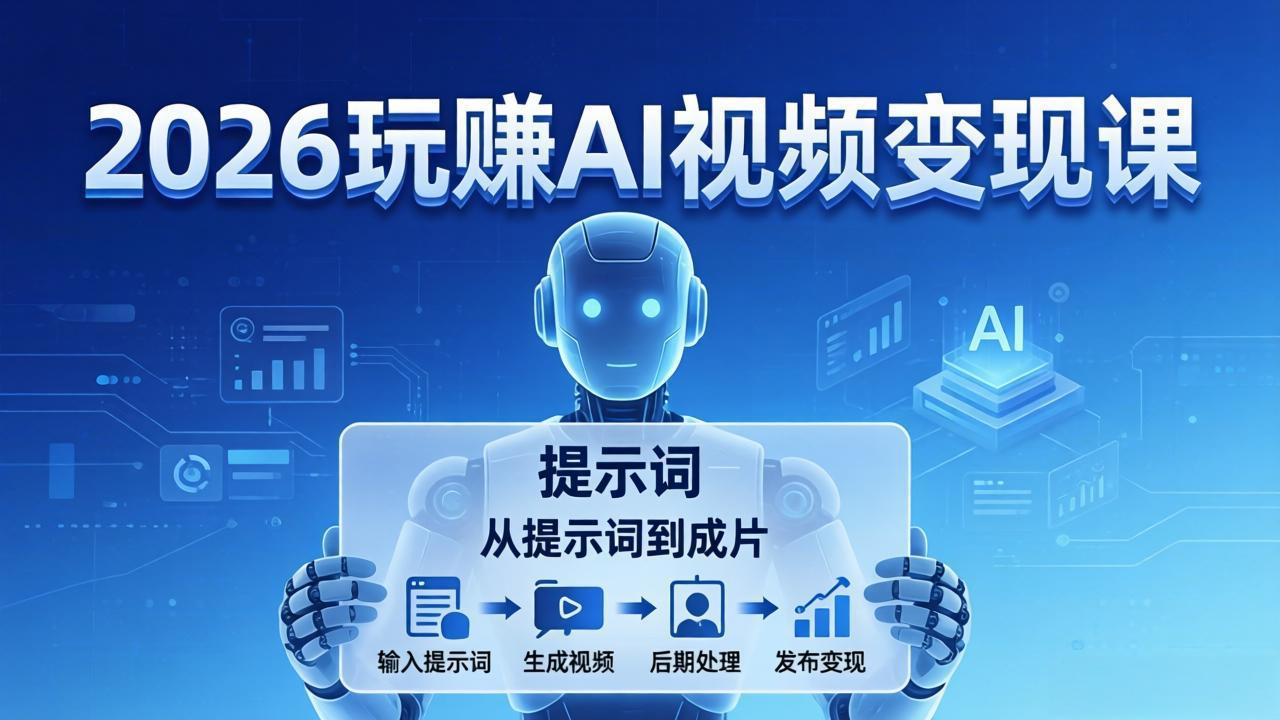 2026玩赚AI视频变现课:掌握 AI 视频全流程技能,从提示词到成片高效产出-紫橙资源网